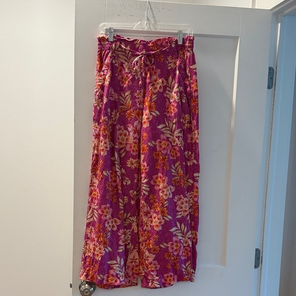 LOFT Pants - LOFT Pink and Orange Floral Pants